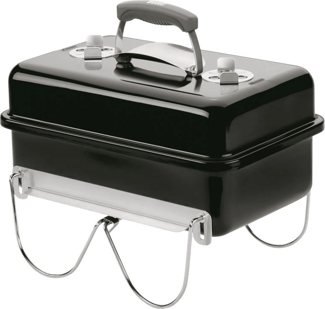 Weber Go-Anywhere Grill in Schwarz mit einklappbaren Füßen und verstellbaren Lüftungsgittern - Bild 1