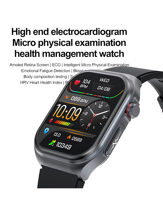 Marsyu Smartwatch mit AI-GPT Diagnose, EKG, Blutdruck, Lipid und Harnsäure Messung, Bluetooth-Anruf, Schwarz, kompatibel mit Android und iOS - Bild 7