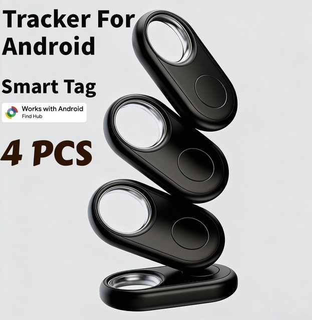4-teiliges Set Google Finder Smart Tag Android-Tracker in Schwarz für Google Find My Device kompatibel mit Pixel und Motorola - Bild 1