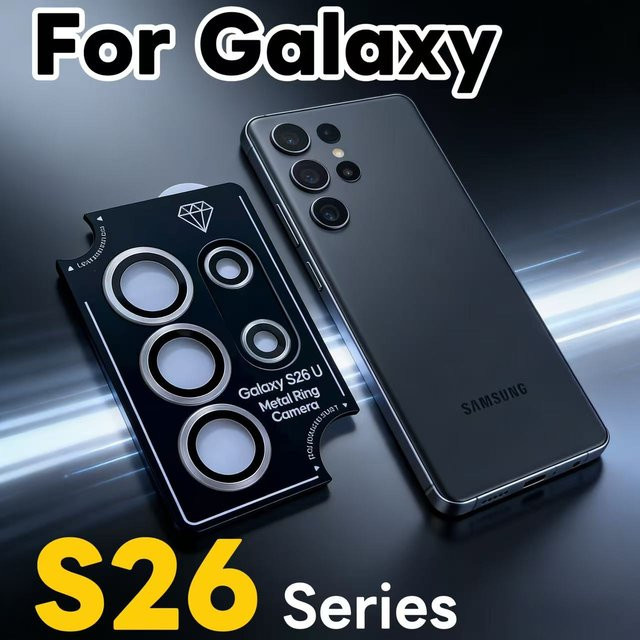 Kameraobjektivschutz für Samsung Galaxy S26, S26 Plus und S26 Ultra in Schwarz, kratzfest - Bild 1