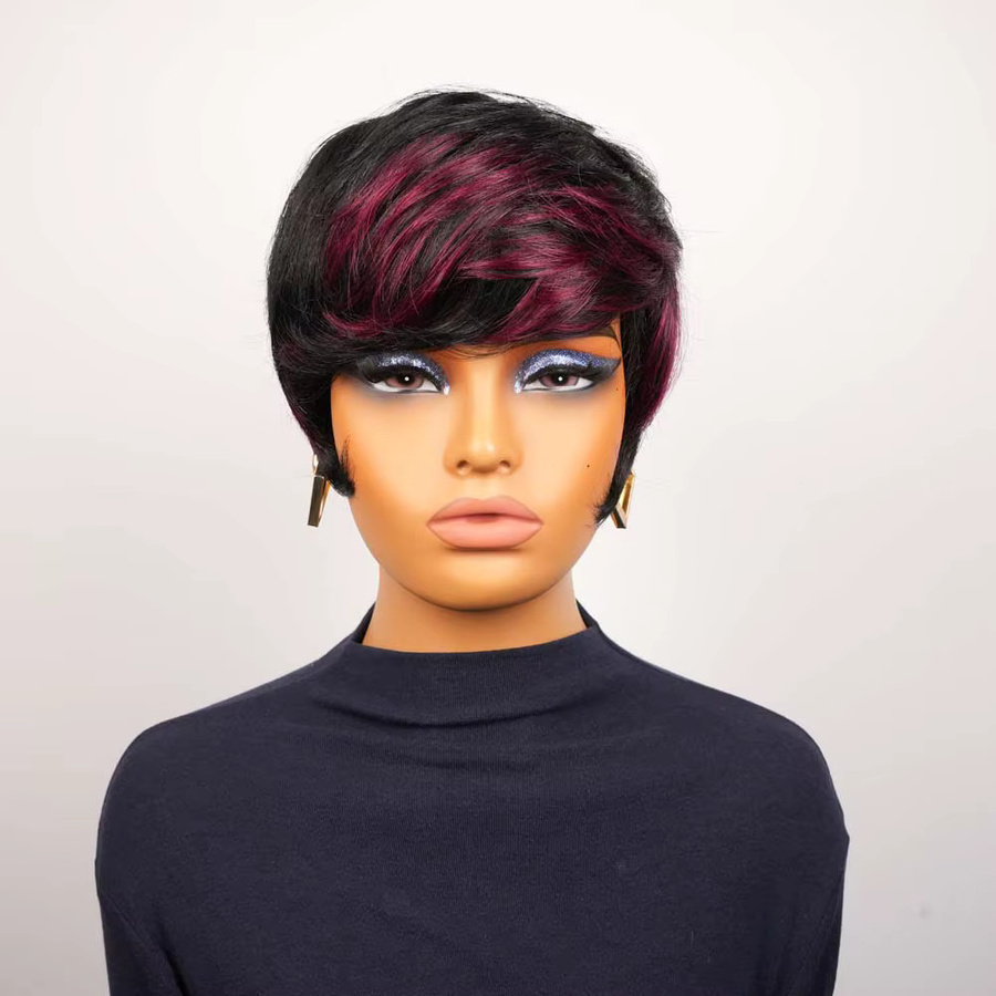 OYM HAIR Pixie-Schnitt-Perücke, Remy-Echthaar, mit Pony, Damen - Bild 2