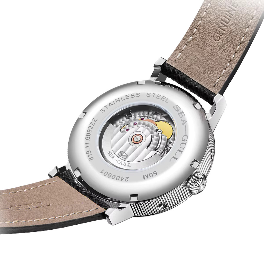 Seagull Armbanduhr, Automatik, Edelstahl, Leder, Mondphase, Herren - Bild 2