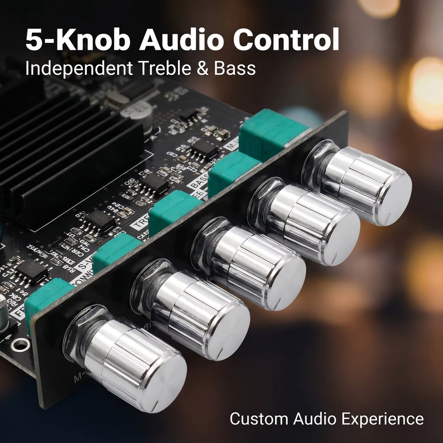 WOOPKER ZK-MT21 2.1-Kanal Bluetooth 5.0 Digitaler Leistungsverstärker mit Subwoofer, 2x50W+100W, Schwarz - Bild 5