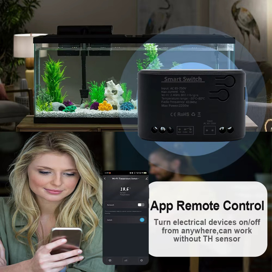 Tuya Smart Temperatur Wifi Schalter Scimagic-RC 10A 2000W Intelligentes Thermostat mit Alexa und Google Home Kompatibilität in Schwarz - Bild 2