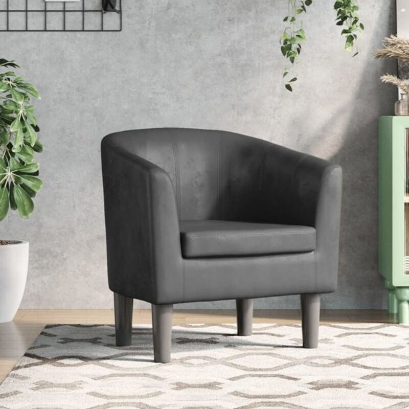Moderner Clubsessel aus Kunstleder in Grau von vidaxl - Bild 1