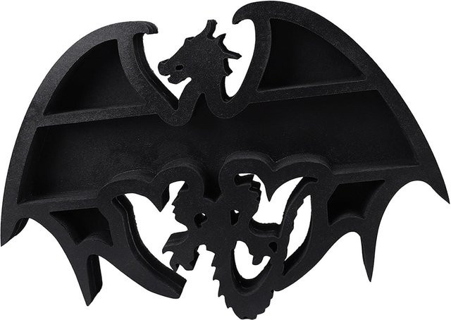 Igeteck Kristall Regal mit Drachen Design in Schwarz aus Holz und Stein - Bild 1