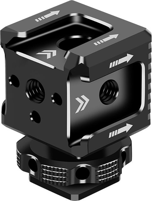 FEICHAO Triple Cold Shoe Mount Adapter in Schwarz für Monitor, Blitzschuh, Mikrofon und Fülllicht zur Montage an DSLR Kamera Käfig Rig - Bild 1
