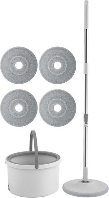 BC-Warm Home Selbstwaschender Spin-Mopp mit Eimer und Wringer-Set in Weiß inklusive Mikrofaser-Mopps zur Bodenreinigung - Bild 1