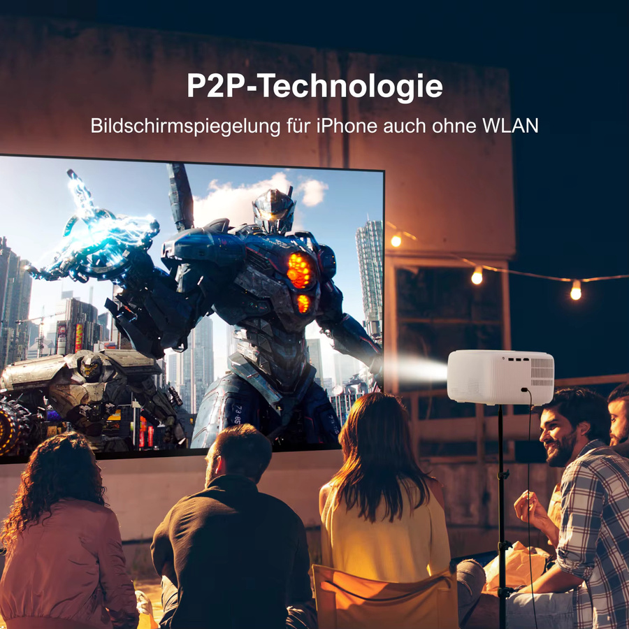 ULTIMEA Apollo P10 Mini Beamer in Weiß mit 1080P Full HD und 2K Decodierung sowie elektrischem Fokus als tragbarer Heimkino-Projektor - Bild 3