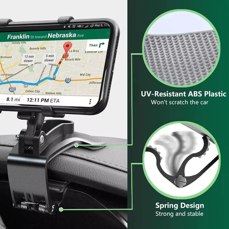 Mobiler Clip-Ständer für das Auto mit 360-Grad-Drehung, Handy-Halter für 4 bis 7 Zoll, Schwarz - Bild 3