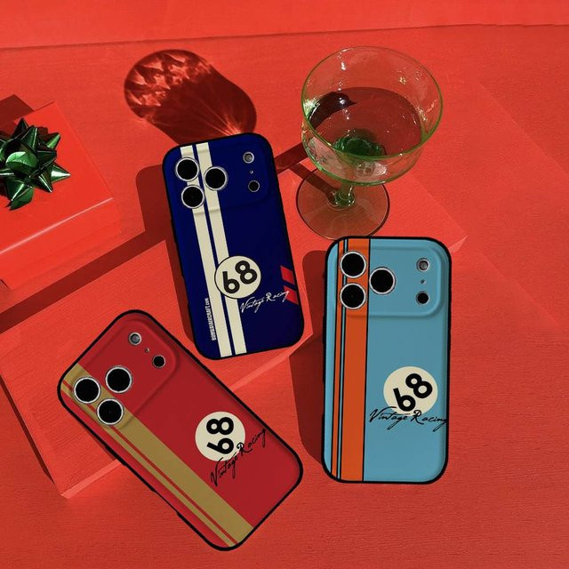 Mesuca Vintage R-Racing Handyhülle in Schwarz für iPhone 11 bis iPhone 17 Pro Max und weitere iOS Modelle - Bild 1