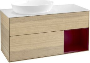 V&B Waschtischunterschrank Finion in Weiß mit Eichen-Elementen, Breite: 120 cm - Bild 1