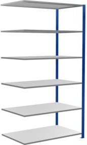 Schulte Anbauregal Steckregal MULTIplus150 mit 6 Fachböden und Kreuzstrebe, Farbe: Enzianblau/Verzinkt, B/T/H: 250 x 130 x 80 cm - Bild 1