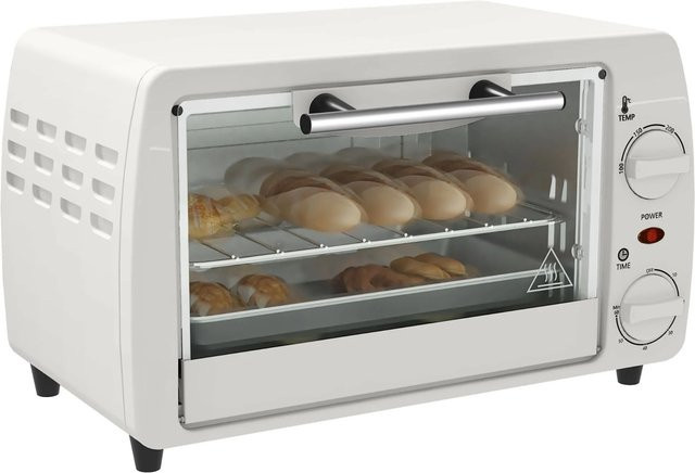 HOMCOM Minibackofen aus Metall und Hartglas in Cremeweiß, Volumen: 36,5 l, B/T/H: 26 x 22 x 36,5 cm - Bild 1