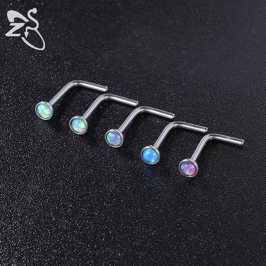 ZS Nasenpiercing Set, Edelstahl, Bunt, Opal, Unisex - Bild 2