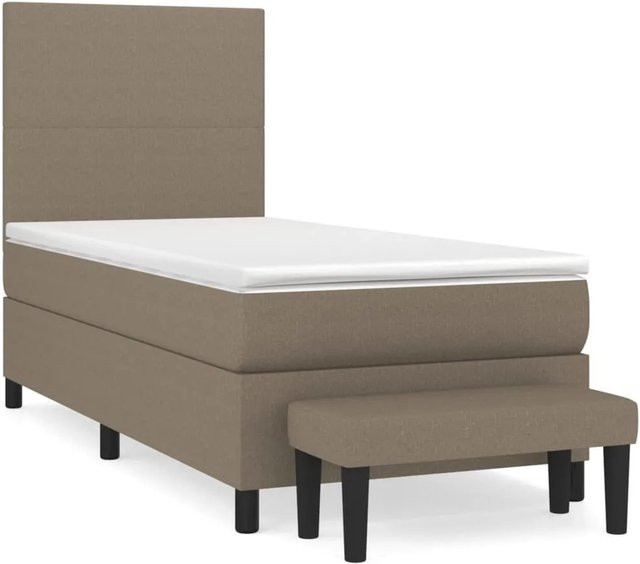 vidaXL Boxspringbett mit Matratze Hybrid-Design in Taupe, Breite: 90 cm, Tiefe: 200 cm, Höhe: 118 cm - Bild 1