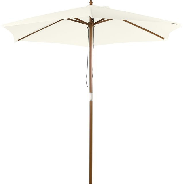 Outsunny Sonnenschirm aus Bambus und Polyester in Weiß mit 2,5 m Durchmesser für Garten und Terrasse - Bild 1