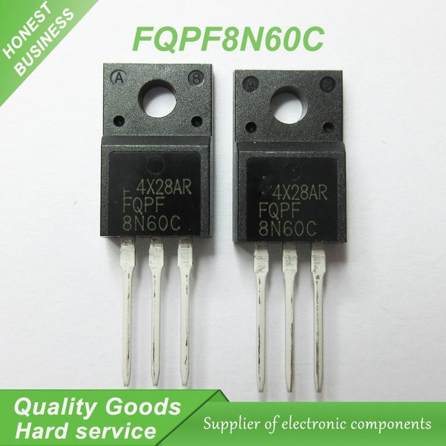 10 Stück FQPF8N60C MOSFET N-Kanal Transistor TO-220F in Schwarz - Bild 1
