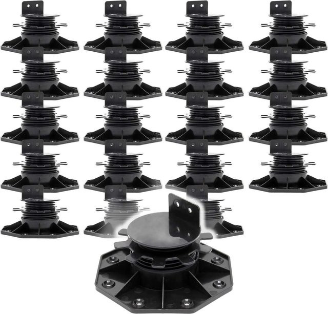 Xpotool Set 20 Stelzlager für Terrassen in Schwarz, höhenverstellbare Stellfüße für 33-64 mm, Tragkraft 2700 kg - Bild 1