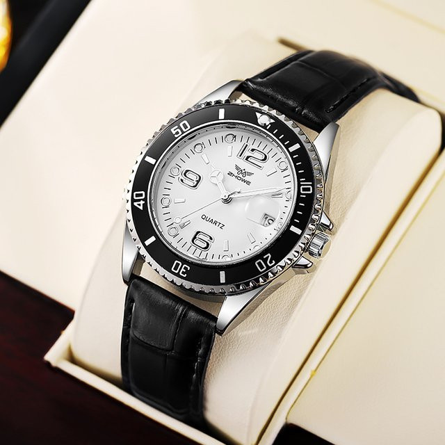 TVK Armbanduhr Quarz, Leder, Weiß, Herren - Bild 1