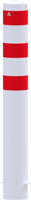 Schake Absperrpoller aus Stahl zum Einbetonieren in Weiß-Rot, Durchmesser: 19,3 cm, Höhe: 150 cm - Bild 1