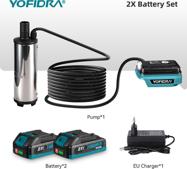 YOFIDRA Elektrische Wasserpumpe und Ölpumpe mit 50–80 l/min Förderleistung für Makita 21 V Akku-Stifte - Bild 1