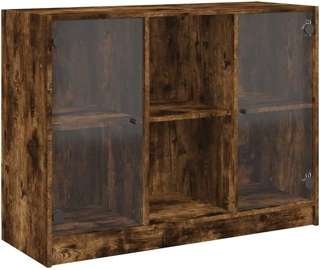 vidaXL Sideboard in Räuchereiche, modern, Holzwerkstoff, Farbe: Braun, B/T/H: 102 x 37 x 75,5 cm - Bild 1