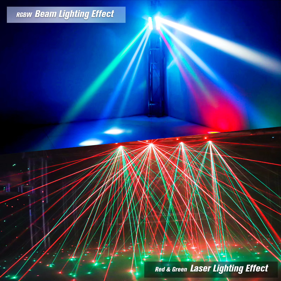 U'King 2er Set Mini Spider Moving Head Lights mit DMX512-Steuerung, RGBW LED Beam Bühnenbeleuchtung in Schwarz - Bild 2