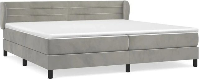 vidaXL Boxspringbett mit Matratze in Hellgrau aus Samt, Hybrid-Design mit Taschenfederkern, B/T: 200 x 200 cm, Höhe: 78 cm - Bild 1