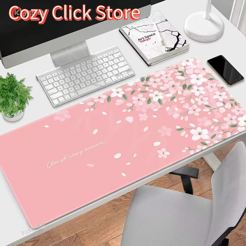 Potdemiel Gaming-Mauspad Sakura Kirschblüte, rutschfeste Schreibtischunterlage für PC und Laptop - Bild 2