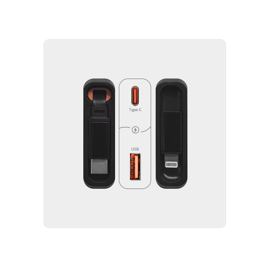 Multifunktionales 20 W Galliumnitrid USB-C Ladekabel mit UK EU FR Stecker und 1/2/3/4-Gang-Schalter - Bild 2