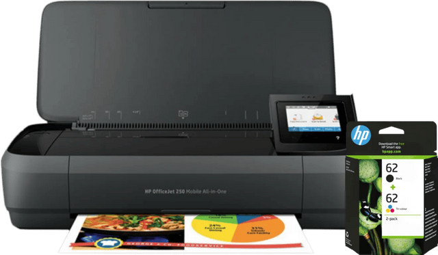 HP OfficeJet 250 Mobile Inkjet Drucker mit Wi-Fi, Drucken, Scannen und Kopieren inklusive einem Satz Reservepatronen in Schwarz - Bild 1