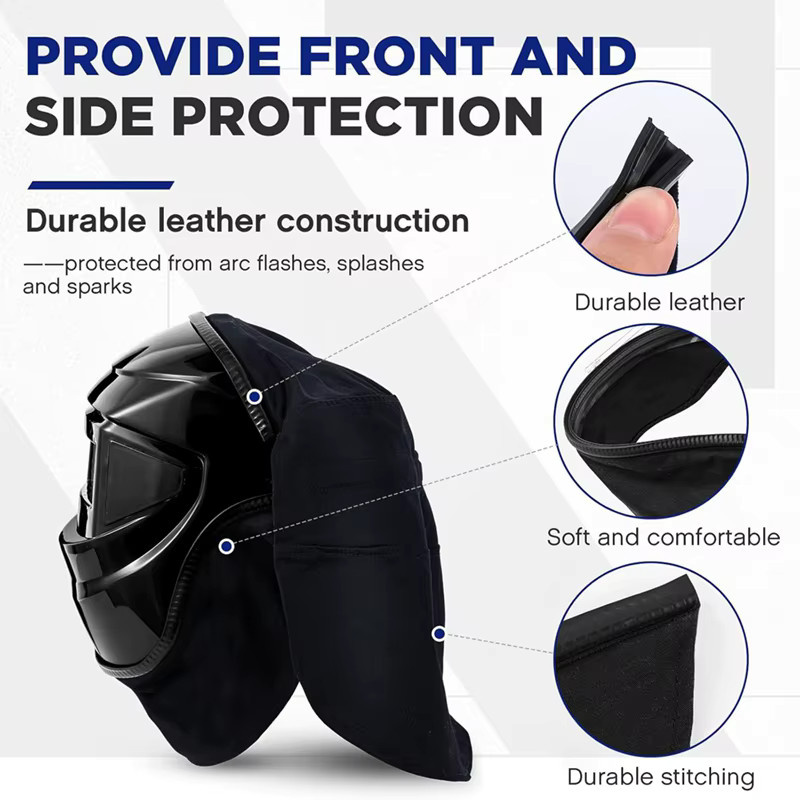 M11K Schweißhelm-Abdeckung und Helm-Lätzchen-Set mit Nackenschutz und Press-Fit-Dichtung, 2 Stück, Schwarz - Bild 2