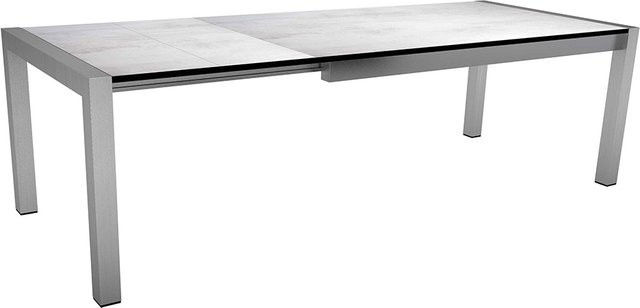 Stern Ausziehtisch Silverstar 2.0 mit Edelstahl Vierkantrohr und Tischplatte in Dekor Zement hell Grau, B/T/H: 214 x 100 x 75 cm (ausziehbar auf 294 cm) - Bild 1