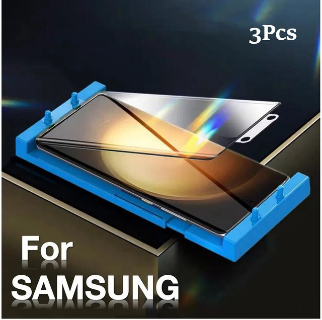 3-teiliges Keramik-Hydrogel-Displayschutzfolien-Set für Samsung Galaxy S26 S25 S24 S23 S22 S21 S20 Ultra S10+ Note 10+ 20 in Transparent inklusive Installationsset - Bild 1