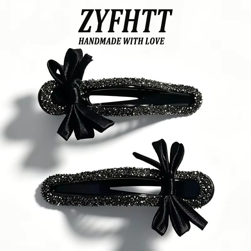 ZYFHTT Haarspange mit Strass und Schleife, Schwarz, Kinder - Bild 4