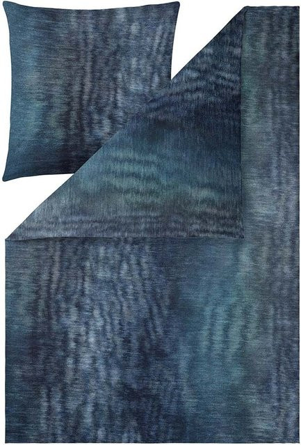 Estella Bettwäsche Arno aus Jersey in Blau mit Grafikprint, atmungsaktiv und bügelfrei - Bild 1
