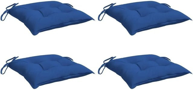vidaXL Stuhlkissen 4er Set Blau aus Polyester, wasserabweisend und atmungsaktiv, B/T/H: 40 x 40 x 7 cm - Bild 1
