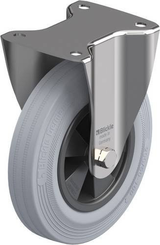 Blickle Bockrolle BX-VPP 200G-SG in Schwarz/Grau mit Edelstahlschraube, Rad-Durchmesser: 200 mm, Tragfähigkeit: 205 kg - Bild 1