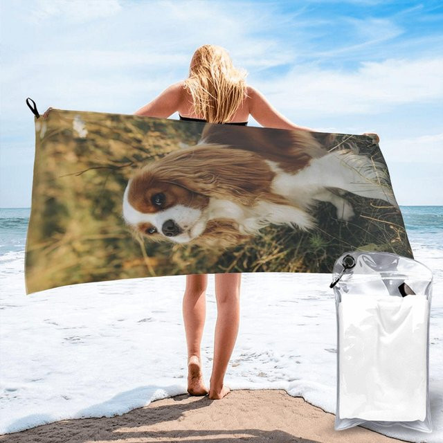 Ka Chen Muxi Strandtuch Cavalier King Charles Spaniel aus Mikrofaser, Weiß, Breite: 30 cm, Höhe: 60 cm - Bild 1