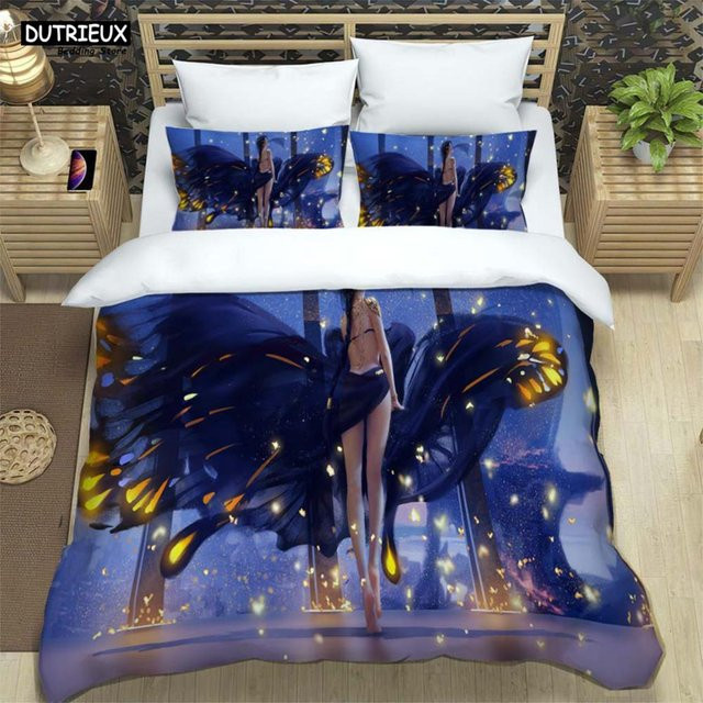 Binchi Outdoor Product Bettwäscheset mit Grafikprint, Blau, Material: Mikrofaser/Polyester, B/H: 200 x 200 cm - Bild 1