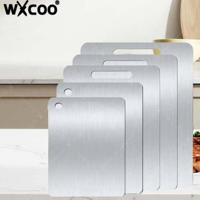 WXCOO Küchen-Schneidebrett aus Edelstahl 304 in Silber, rechteckig und beidseitig verwendbar - Bild 1