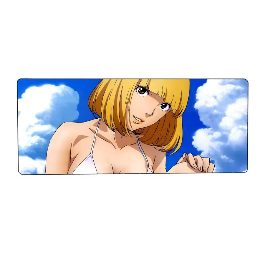 Gaming-Mauspad P-Prison School Anime-Comedy in Schwarz und Multicolour, große rutschfeste Schreibtischunterlage mit genähtem Rand - Bild 3