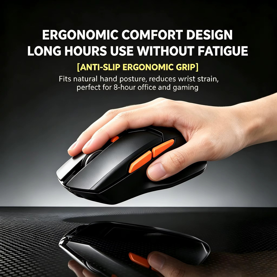 RESAUDGINE Kabellose Maus mit Bluetooth und 2,4G, ergonomisch, geräuscharm, wiederaufladbar, einstellbare DPI, in Schwarz oder Grau - Bild 3