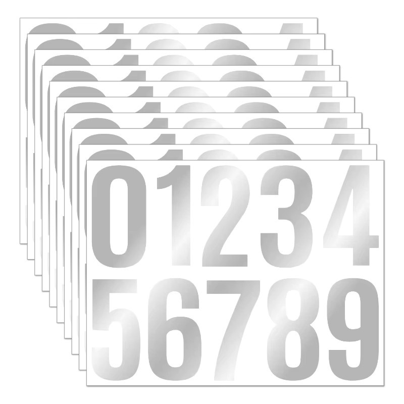 Selbstklebender reflektierender Digitaler Aufkleber für Briefkasten in Silber und Schwarz aus Metall, Durchmesser: 10,2 cm - Bild 4