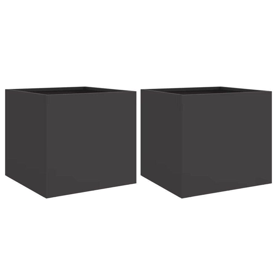 2er-Set VIDAXL Pflanzkübel aus Stahl in Schwarz, B/T/H: 32 x 30 x 29 cm - Bild 2