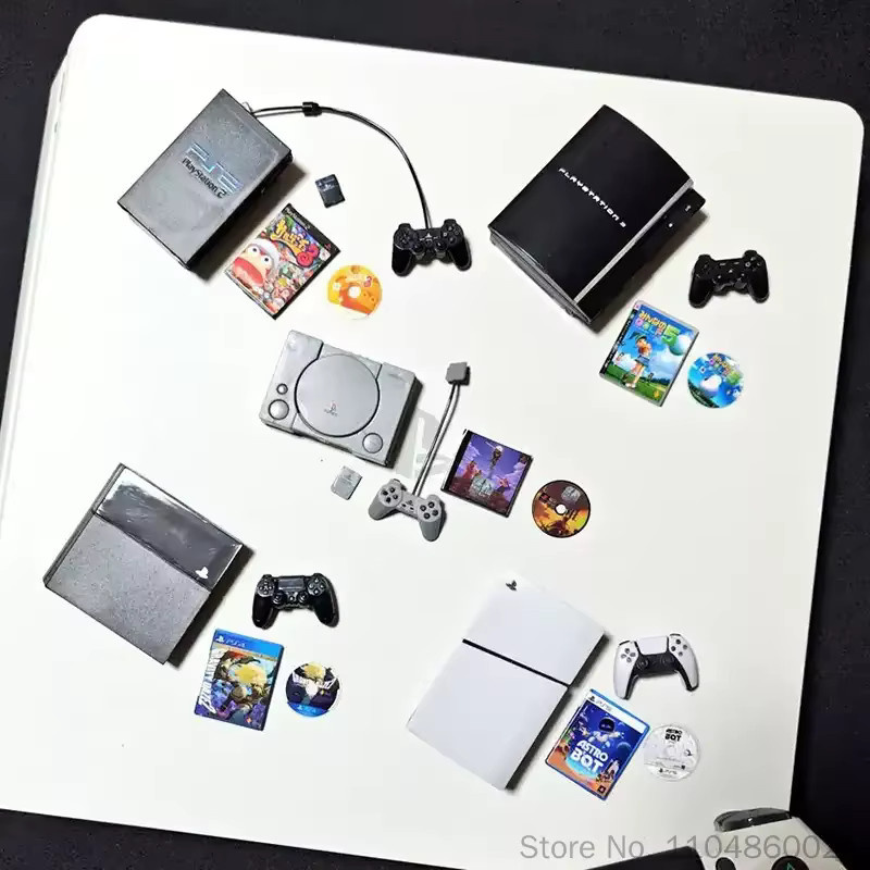 TAKARA TOMY Playstation PS1 2 3 4 5 Spielkonsole Miniatur-Sammlermodell, Grau - Bild 3