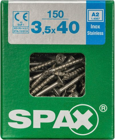 Spax Edelstahlschraube Torx Silber, Durchmesser: 3,5 mm, Länge: 40 mm - Bild 1