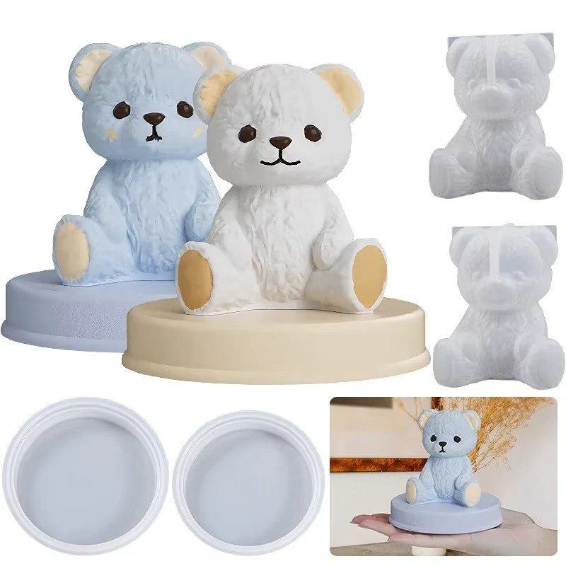 Silikon-Kerzenform Lächelnder Teddybär von LONTL in Weiß für Kerzen, Seife und Kunsthandwerk - Bild 2