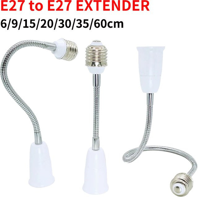 Flexible E27 Lampenfassung Extender von ammtoo, drehbarer Sockel als Verlängerungskonverter für E27 Leuchtmittel, 220 V - Bild 1